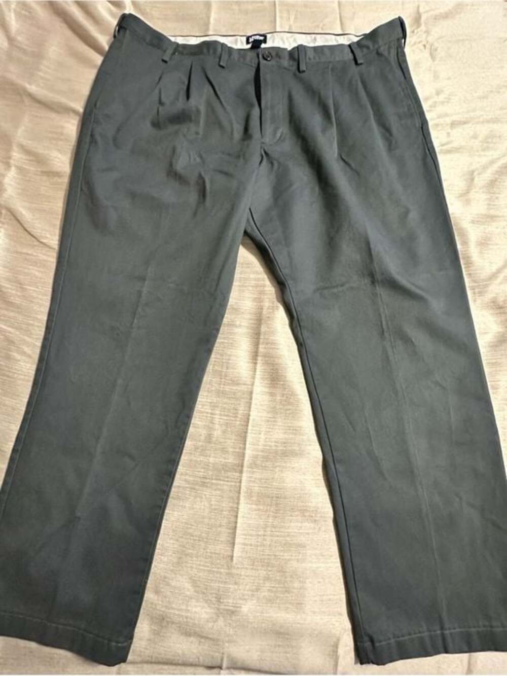 Lands’ End Traditional Fit Men's Pleated Dress Pants - Dark Grey Size 46T